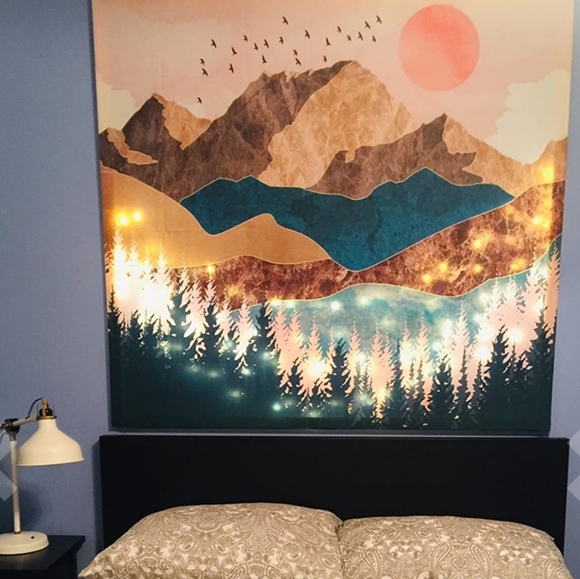 Nature Tapestry Forest Tree Mountain Wall Hanging - Picture 8 of 9